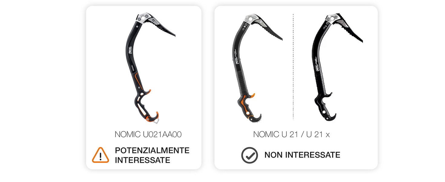 Richiamo delle piccozze NOMIC